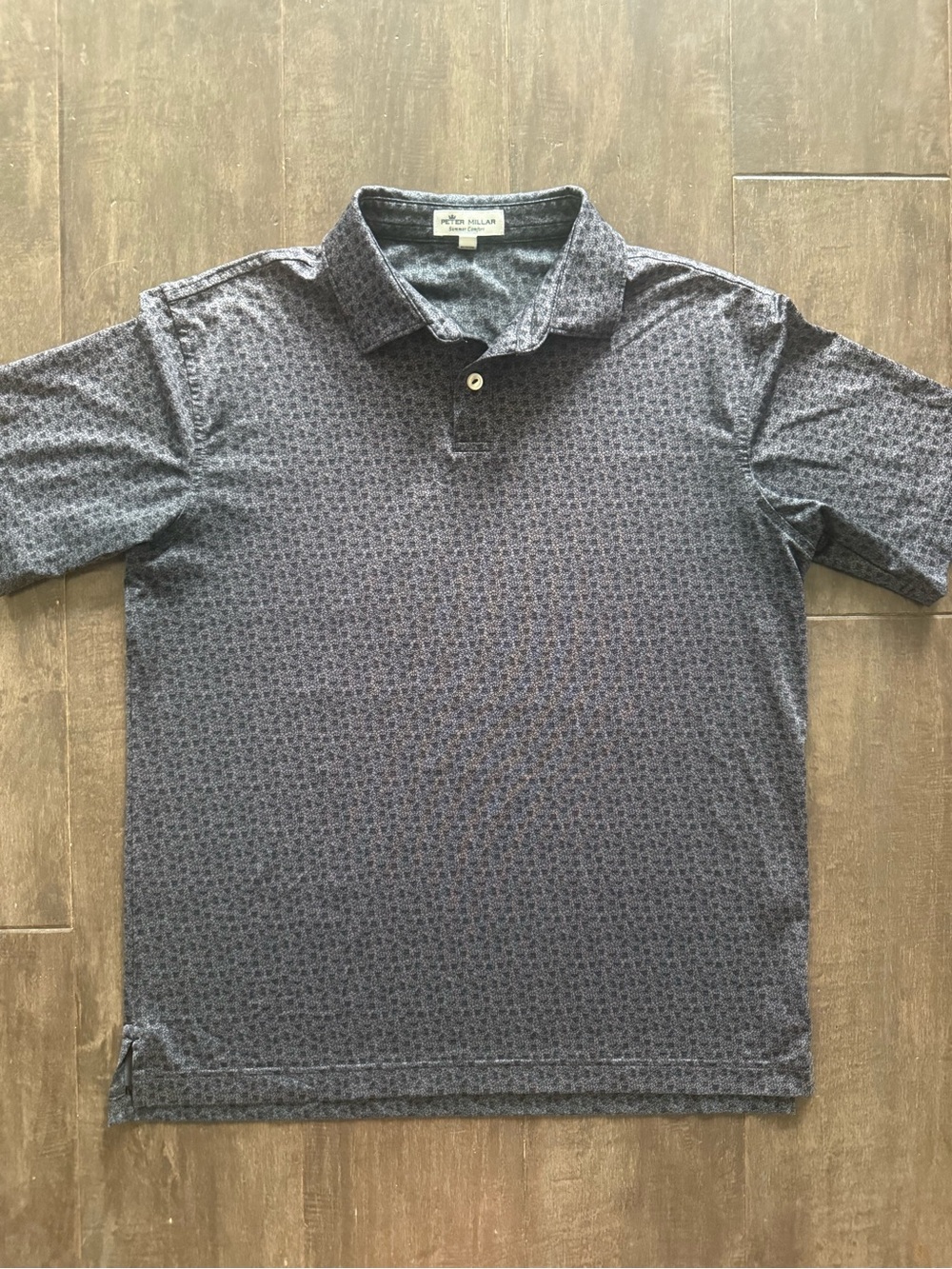 Peter Millar Boys Summer Comfort Polo Performance Shirt Gray Geo Skull Pattern L